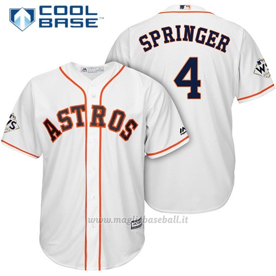 Maglia Baseball Uomo Houston Astros 2017 World Series George Springer Bianco Cool Base
